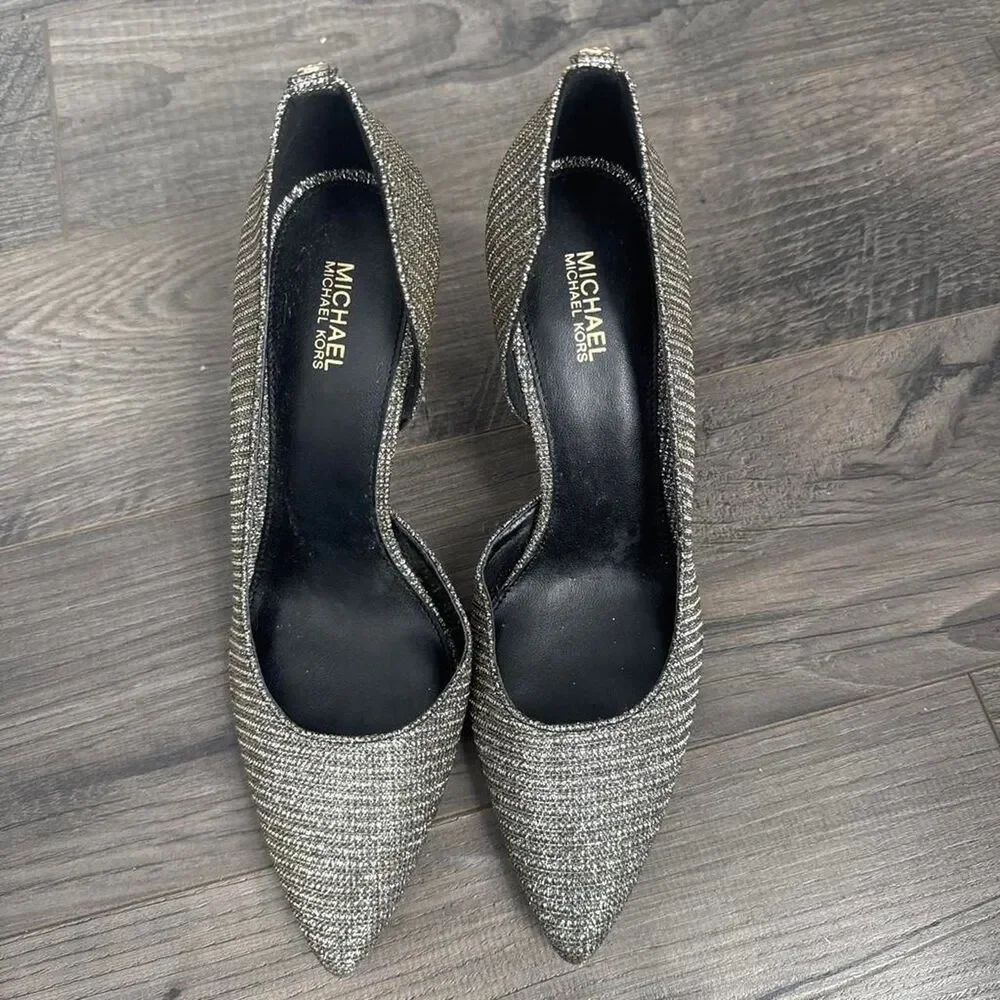 Michael Kors Womens Metallic Glitter Pointed Toe Dorsay Heels Pumps Size 7M NWOB